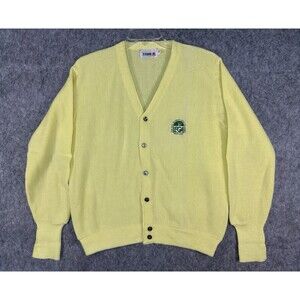 Vintage Izod LPGA Pro-Am Cardigan Golf Sweater Yellow Women’s Sz M